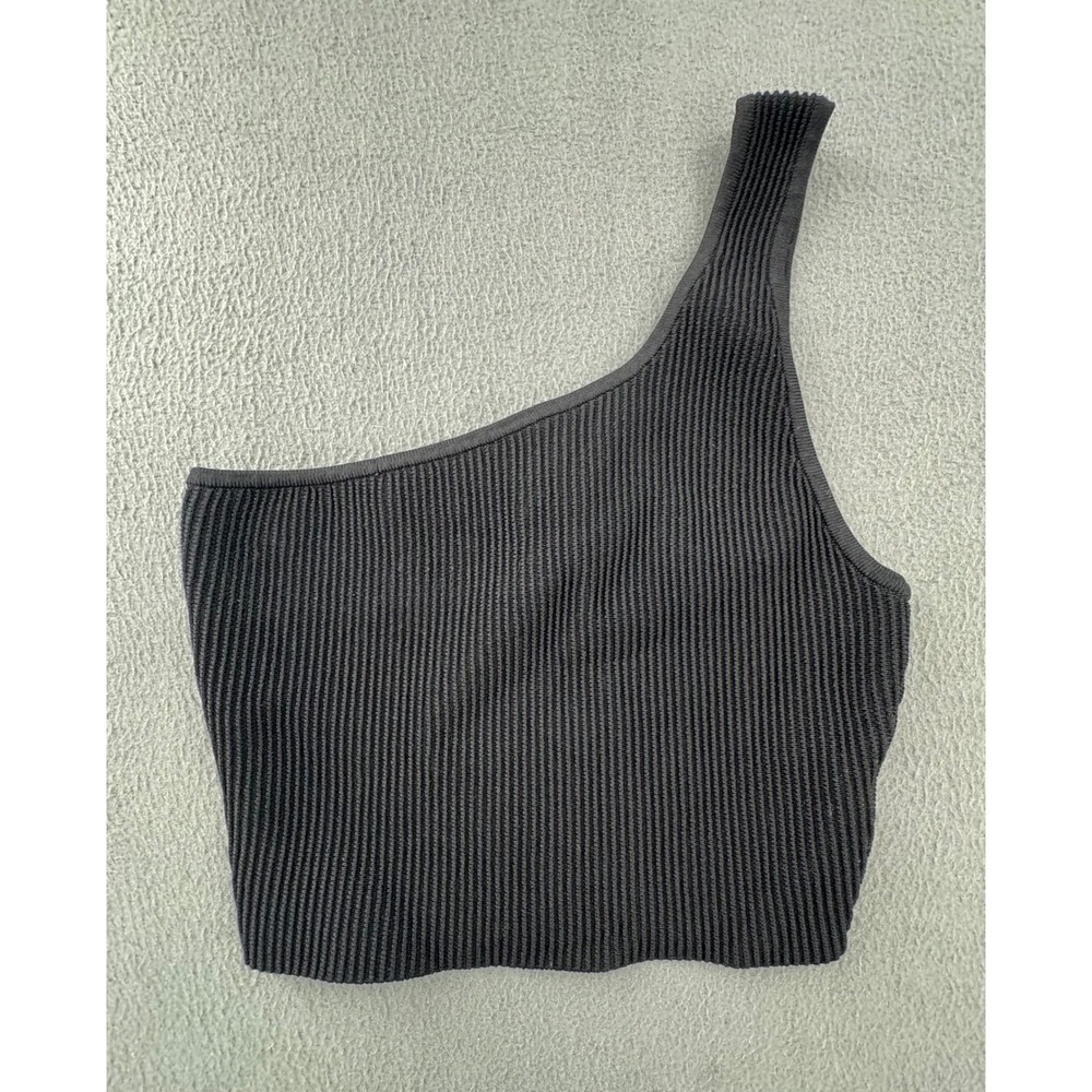 Babaton One Shoulder Ribbed Knit Crop Top Small Night out chic modern Steetwear